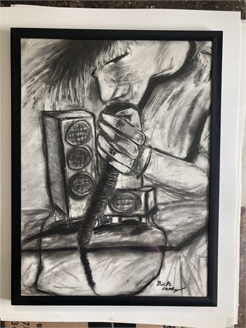 Artist's Signed Original Charcoal Painting