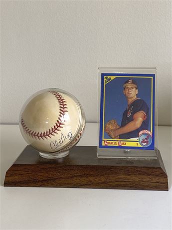 Charles Nagy Signed Ball and 1990 Rookie Card
