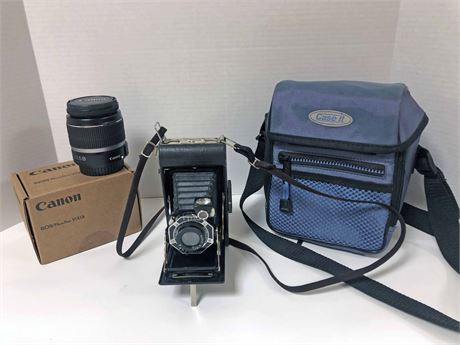 Vintage Kodak Junior Six-20 Series Camera & Canon Lens