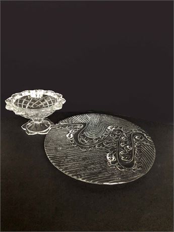 Crystal Pedestal Candy/Nut Dish & Serving Tray