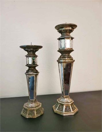 Distressed Baroque Candle Holders