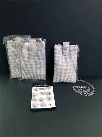 Silver Diamante Crossbody Purse Collection