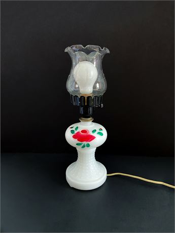 Hand-painted Milk Glass Lamp