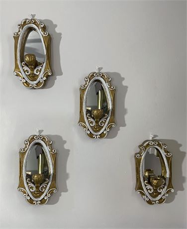 Hollywood Regency Wall Candle Sconce Set