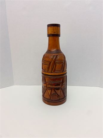 Carved Wood Bottle Holder