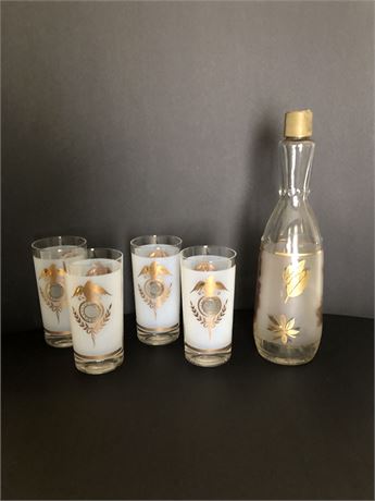Mid Century Gold Frosted Barware