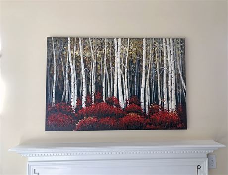 Red Birch Trees Canvas Art