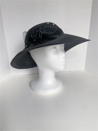 Sylvia Black Wide Brim Ladies Hat