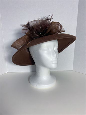 Giovannio Ladies Wool Ribbons & Feathers Hat