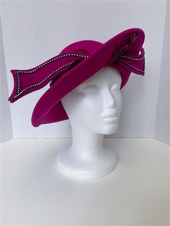 Vintage Wool "Excello" Geo W. Bollman Magenta Ladies Hat