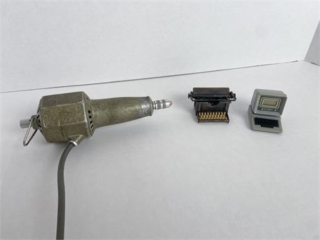 Vintage Electric Eraser & Miniature Computer Clock
