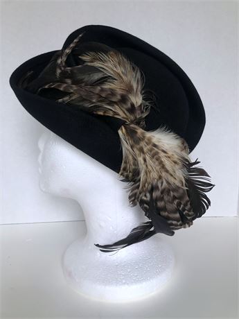 1960's Mr. John Classic Feathered Cloche Ladies Hat