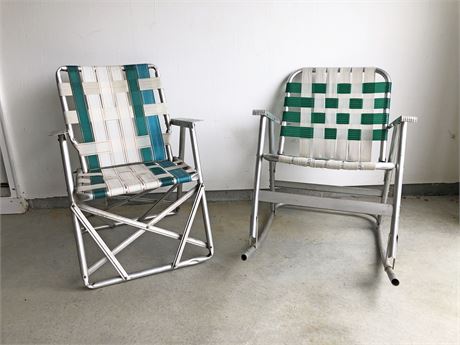 Patio Rocking Chair & Folding Patio Chair